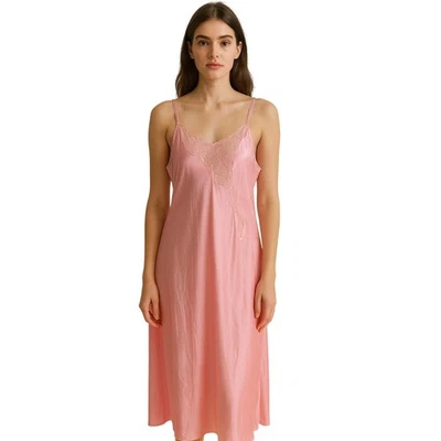 Maxi Vestido Sin Mangas De Encaje Rosa De Colección Satén Coqueta Balletcore Suave Niña Romántico 1X Foto 1 de 4