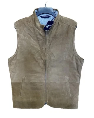 Peter Millar Men's Large  Sand Dune Crown Crafted Vista Suede Vest $1495 - Image 1 of 4