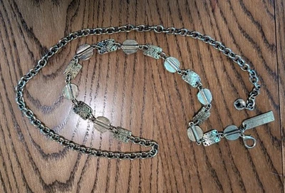 Cinturón de Metal Cadena Panel Geométrico Ajustable 40" Tono Dorado New York Studio Italia De Colección Foto 1 de 4