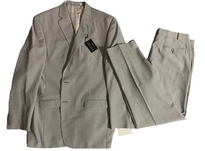 NWT Lauren Ralph Lauren Striped Blue/White Suit, 48L Jacket & 40W x 32L Pants - Image 1 of 4