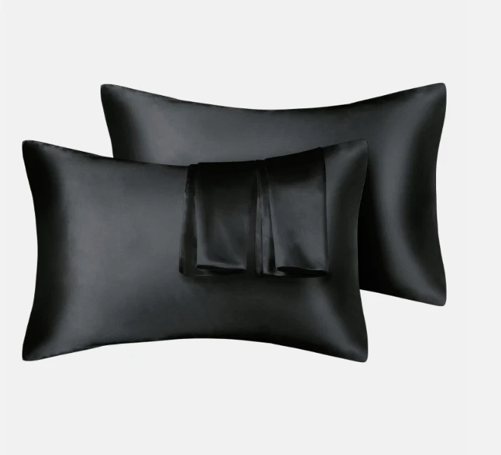 Funda de almohada de satén de seda para piel de cabello funda de almohada de seda estándar Queen King paquete de 2 Foto 1 de 4