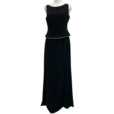 Maxi Vestido Formal Jones New York Petites Negro Estrás En Capas Sin Mangas 6 Foto 1 de 4