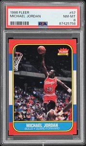 MICHAEL JORDAN PSA 8 1986-87 FLEER BASKETBALL #57 ROOKIE CARD RC BULLS NM-MT HOF - Picture 1 of 2