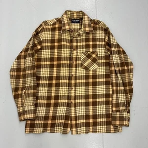 Franela de algodón a cuadros marrón Van Heusen vintage años 80 - Imagen 1 de 4