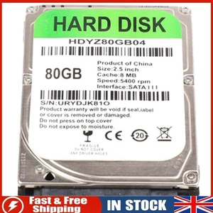 80GB Internal HDD 2.5 inch SATA III 5400 RPM Hard Drive for Laptop Computer - Picture 1 of 5