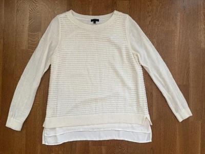 The Limited White Ivory Chiffon Hem Pullover Knit Sweater Size Large - Image 1 of 4