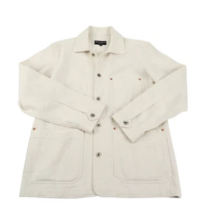 Chaqueta Abrigo Spier & Mackay Blanco Crema Algodón Denim Tareas Para Hombre XS (Funciona Grande) - Imagen 1 de 11