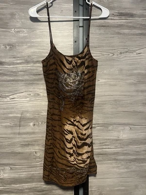 Ed Hardy rhinestone Tiger stripe dress size medium - Image 1 of 4