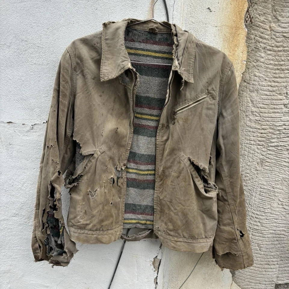 Chaqueta de trabajo Hércules Thrashed forrada con manta años 40 verdadera vintage se adapta a la talla S Foto 1 de 4