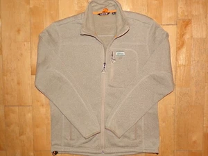 ORVIS R65 Mens Beige Tan MD Long Sleeve Sweater Fleece FULL Zip Jacket 3 Pockets - Picture 1 of 22