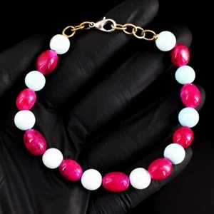Gorgeous Pink Ruby & Blue Opal 94.00 Cts Beaded Excellent Bracelet VK 09 E679 - Picture 1 of 3