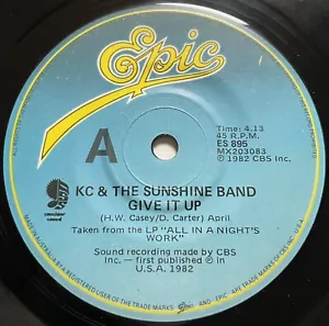KC & The Sunshine Band Give It Up Vinyl Record 7” 45 RPM ES 895 epic 1982 - Picture 1 of 24