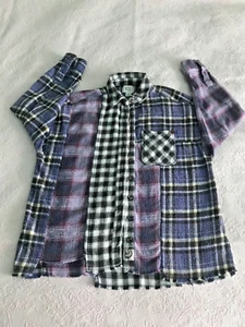 BDG Robbie Spliced Flannel Patchwork Oversized Button-Down Chest Pocket Sz XS - Picture 1 of 18