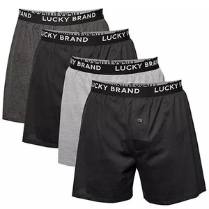 Lucky Brand Knit Boxer Shorts Cotton Assorted Black/Gray Color Underwear 4 Pack - Picture 1 of 9