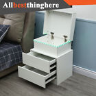 LED Nightstand with 2 Drawers High Gloss Bedside Table Modern End Table Home USA