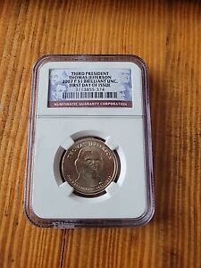 2007-D Thomas Jefferson $1 Presidential NGC Brilliant Unc First Day of Issue
