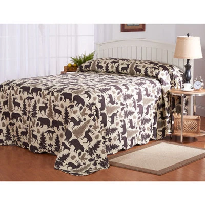 EAGLE BEAR TREE DEER BUCK FOX RABBIT FOREST BEDROOM BEDSPREAD QUEEN SIZE NEW  - Image 1 of 4