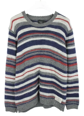PEPE JEANS Suéter Wren Para Hombre XL De Mezcla De Lana A Rayas Cuello Redondo - Imagen 1 de 4