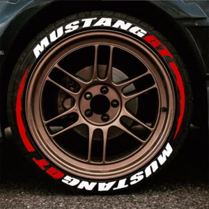 1.06'' 14''-22'' MUSTANG GT Tire Lettering Sticker With Red Stripes 8 Sets - Picture 1 of 2