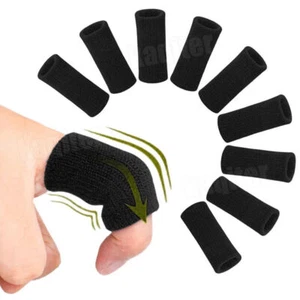 10 Pcs Finger Sleeves Compression Brace Splint Arthritis Sports Protector Black - Picture 1 of 13
