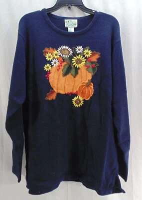 New The Quacker Factory Fall Thanksgiving Pumpkin Sweater Ladies XL   - Image 1 of 4