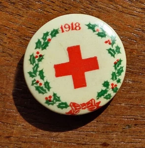 1918 WW1 Spanish Flu Red Cross Button Wreath Motif, Rare, excellent - Picture 1 of 5