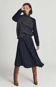 Reiss IRIS navy pleated skirt VG condition - Picture 1 of 4