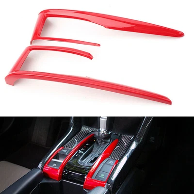 Red 1PC Interior Gear Shift Frame Cover Trim For Honda Civic 10th 2016 2017 2018 Foto 1 de 4