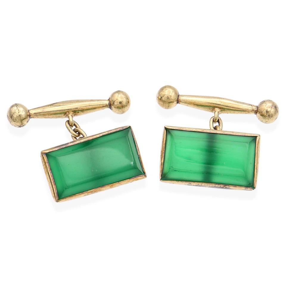 Gemelos vintage de vidrio verde Vermeil Foto 1 de 4