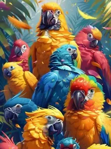 Diamond Painting Kits for Adults, 5D Rainbow Birds Diamond Art Colorful Parrot - Picture 1 of 7