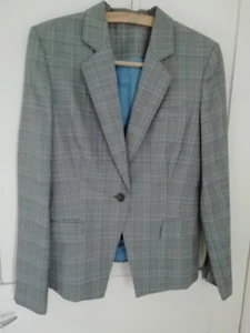 Austin Reed size 12 women's woollen trouser suit in grey, blue and white check - Picture 1 of 7