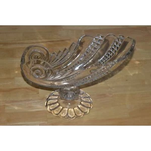 Kristall Nautilus Füllhorn, O'Hara Glas Sellerie Tablett mit Fuß, O'Hara Glas 1880er - Bild 1 von 10