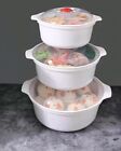 3Pcs Set Round Plastic Microwavable Food Container With Dual Handles Of