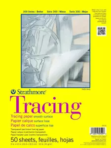 Strathmore 300 Series Tracing Paper Pad, Tape Bound, 9X12 Inches, 50 Sheets (25L - Picture 1 of 12