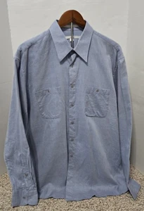 Perry Ellis Button Down Men's Shirt Size 16-1/2 Blue Long Sleeves - Picture 1 of 6