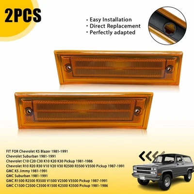 2X Carcasa de luces de señalización laterales de parachoques para camioneta GMC R1500 R2500 R3500 1987-91 EE Foto 1 de 4
