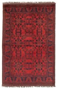 Traditional Hand-Knotted Geometric Carpet 3'2" x 4'11" Wool Area Rug - Picture 1 of 9