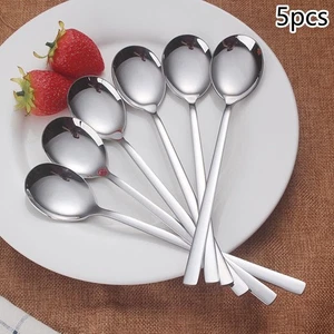 Tool Long Handle Spoon Household Dinner Dessert Tableware Picnic Soup Spoons - Picture 1 of 3