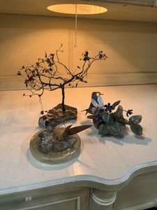 Lot Of 3 Mid Century Brutalist H.E. Parker Artist Sculptures Figures Tree, Bird - Picture 1 of 15