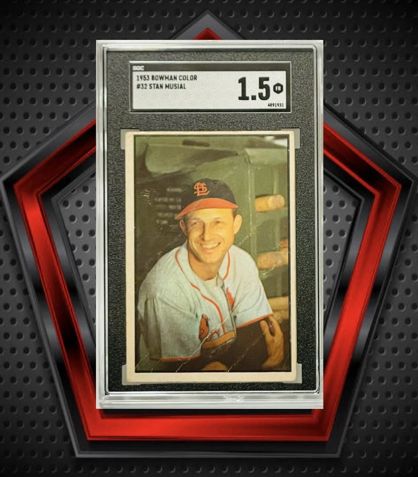 Stan Musial *SGC 1.5* 1953 Bowman Color #32 St. Louis Cardinals MLB - Image 1 of 3