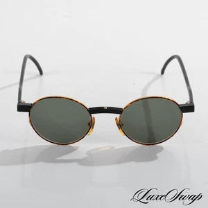 Vintage 1990s Private Eyes Made in Austria Black Fire Tortoise Round Sunglasses - Picture 1 of 11