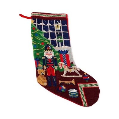 Medias de Navidad vintage cascanueces punta de aguja lana árbol juguetes ventana hechas a mano Foto 1 de 4