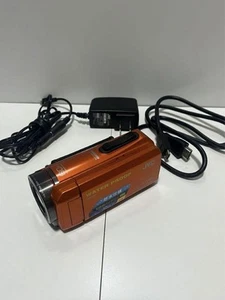 JVC Everio GZ-R300-D Waterproof Camcorder Orange w/ Charger HDMI Cable Used - Picture 1 of 11