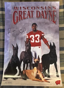 Póster de la sociedad humanitaria del condado de Ron Dayne Dane de 12" x 18" de Wisconsin Badgers de la década de 1990 - Imagen 1 de 5