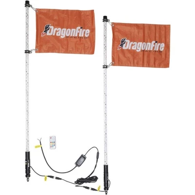 DragonFire Racing Spiral LED Lighted Whips - Clear - 4' - Pair 522804 — 第 1/3 张图片