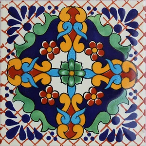 Azulejo mexicano TalaMex Macotera Talavera 6" x 6" 4 piezas - Imagen 1 de 1