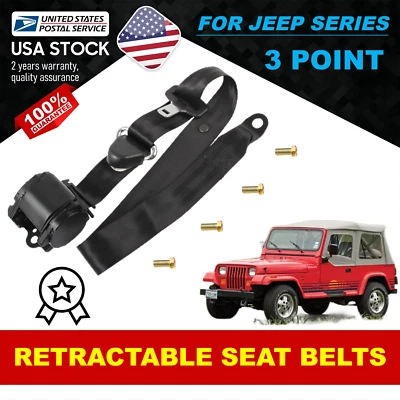 Cinturón de seguridad retráctil de 3 puntos ajustable para Jeep CJ7 1982 83 84 85 86 Foto 1 de 4