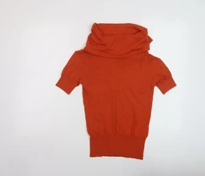 H&M Womens Orange Roll Neck Cotton Pullover Jumper Size 12 - Picture 1 of 10