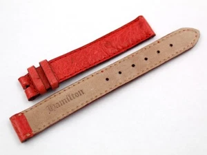Accessorio Orologio Hamilton Rosso 14/14mm Pelle Struzzo Fatto a Mano Casual - Imagen 1 de 4
