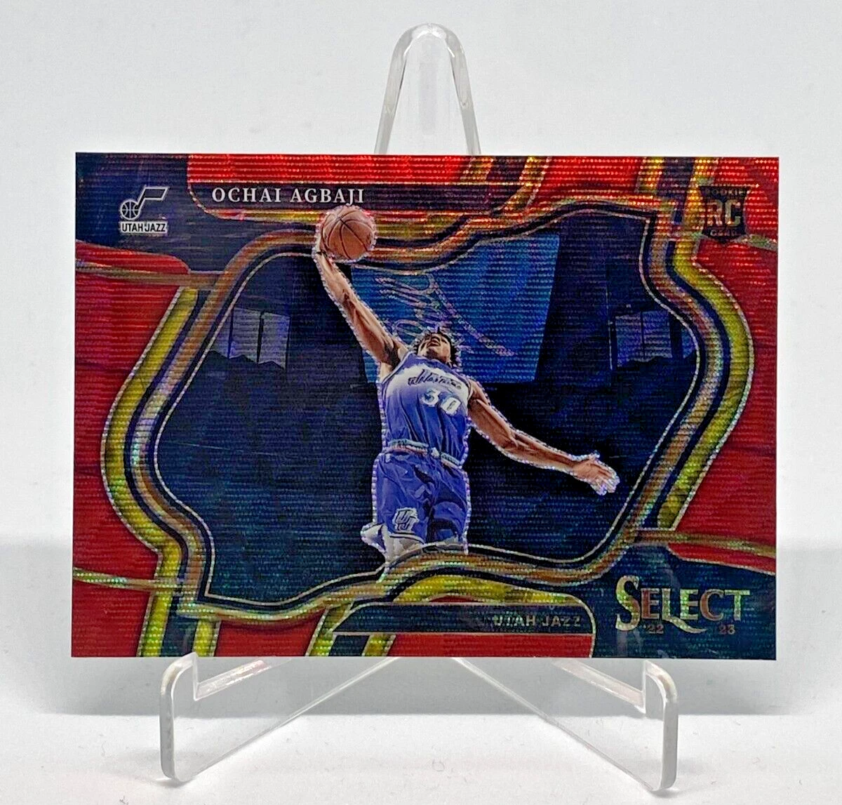 Ochai Agbaji 2022-23 Panini Select Courtside Red Wave Prizms RC #289 Utah Jazz